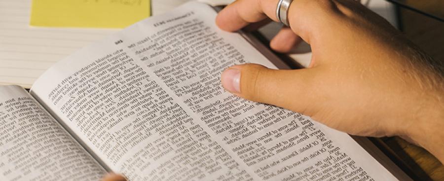 Student studying the bible